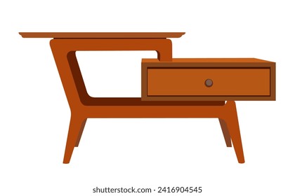 Bedside table, night stand, home furniture vector.