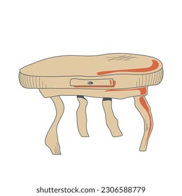 bedside table with short legs isolated on white background. antiques. home comfort interior. vector illustration