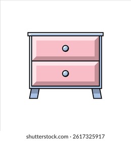 Bedside Table Stylized and Editable Vector Illustration for Interior and Furniture Design Themes.