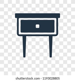 Bedside table vector icon isolated on transparent background, Bedside table transparency logo concept
