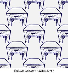 bedside table vector seamless pattern on white background