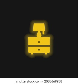 Bedside Table yellow glowing neon icon