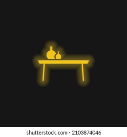 Bedside Table yellow glowing neon icon