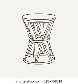 Bedside tables, bedside table. Home decor line art drawing. Doodle illustration. Stay home. Minimal vintage style. Doodle plant vector illustration. Pure nature organic brush. Line drawing.
