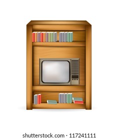 Bedside with TV and Books