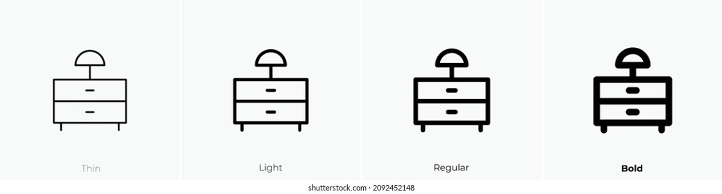 bedside two icon. Thin, Light Regular And Bold style design isolated on white background