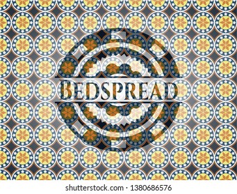 Bedspread arabic style emblem. Arabesque decoration.