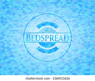 Bedspread light blue emblem. Mosaic background