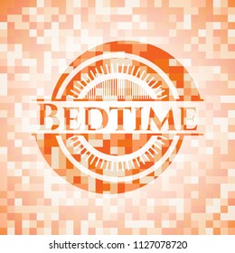 Bedtime abstract emblem, orange mosaic background