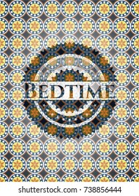 Bedtime arabic badge. Arabesque decoration.
