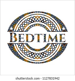Bedtime arabic badge background. Arabesque decoration.