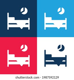 Bedtime blue and red four color minimal icon set