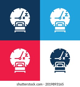 Bedtime blue and red four color minimal icon set