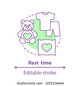 Bedtime concept icon. Sleeping idea thin line illustration. Rest time. Vector isolated outline drawing