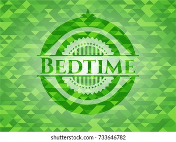 Bedtime green emblem with mosaic background