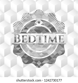 Bedtime grey badge with geometric cube white background