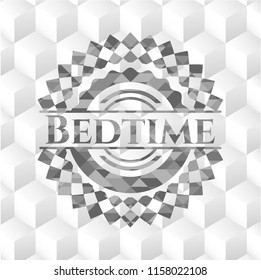 Bedtime grey emblem. Vintage with geometric cube white background