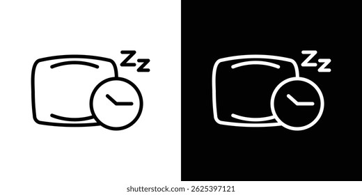 Ícone de tempo de cama traçado sobre fundo branco