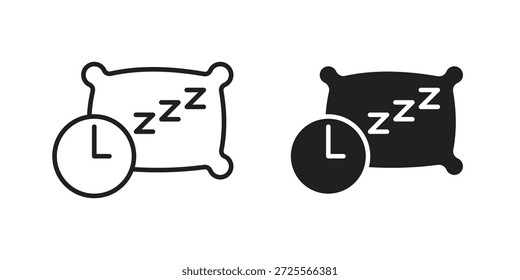 Ícone de hora de dormir no estilo preenchido, linha fina, traçado para site e aplicativos