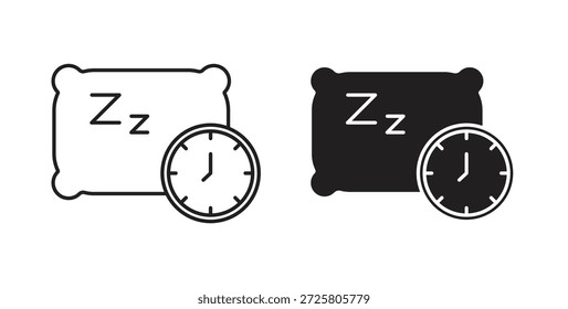 Símbolo de icono de la hora de dormir. Vector EPS 10. icono de línea y glifo