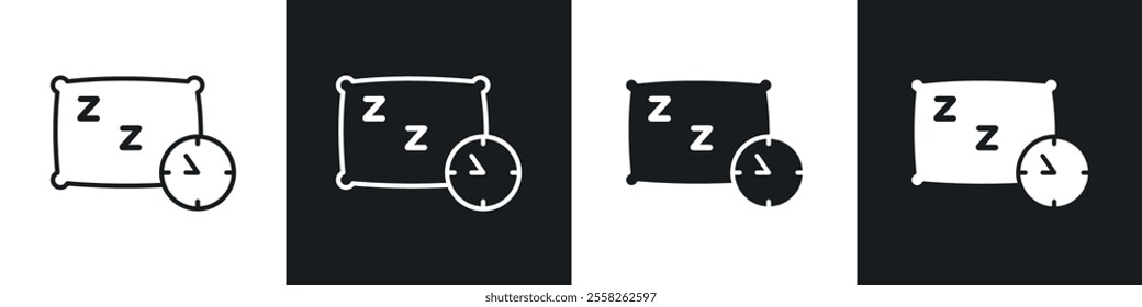 Bedtime icon vector collection in black and white.