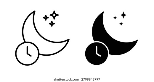 Bedtime icon vector graphic clipart and line art style set