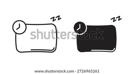 Bedtime icons in filled, thin line, outline and strokes