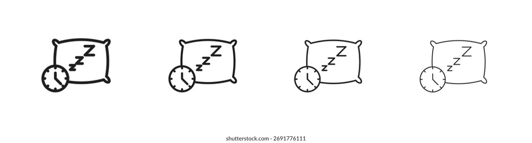 Iconos de la hora de dormir ilustraciones colección sobre fondo blanco. Gráficos de Vector perfecto de píxeles