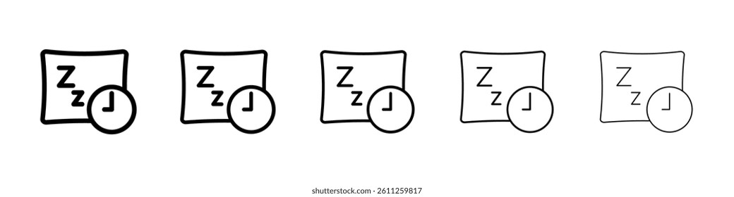 Bedtime icons vector set in different stroke line style