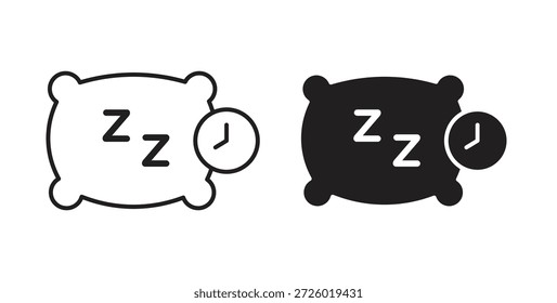 Bedtime icons vector symbol with editable stroke and flat versions