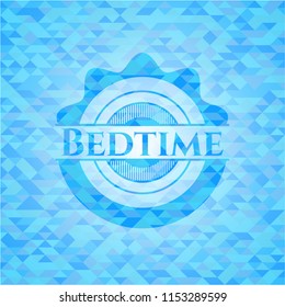 Bedtime light blue emblem. Mosaic background