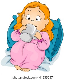 Leche/Bebida de chocolate para la cama - Vector
