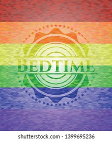 Bedtime on mosaic background with the colors of the LGBT flag