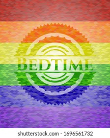 Bedtime on mosaic background with the colors of the LGBT flag