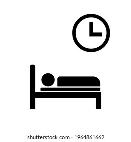 Bedtime outline vector icon. Bedroom element. Relaxation concept. Shelter. Travel point. Slleping person. Hostel label. Blanket and pillow. Flat simple line design illustration.