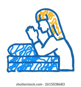 bedtime prayer sleep night doodle icon sketch vector. bedtime prayer sleep night sign. isolated symbol illustration