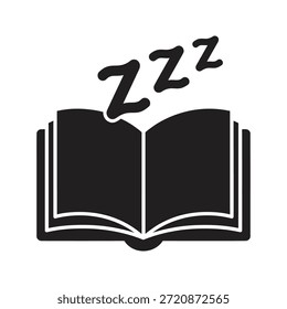 Bedtime reading book icon symbol solid glyph vector for night story education literature and sleep learning dream imagination knowledge