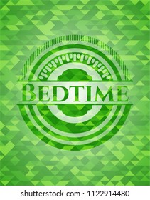 Bedtime realistic green emblem. Mosaic background