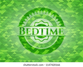 Bedtime realistic green emblem. Mosaic background