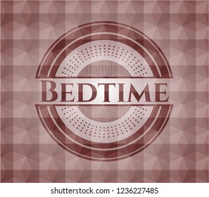 Bedtime red badge with geometric pattern background. Seamless.