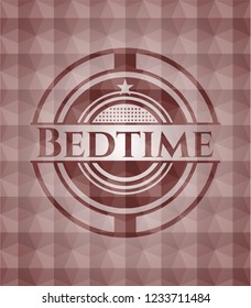 Bedtime red emblem with geometric background. Seamless.