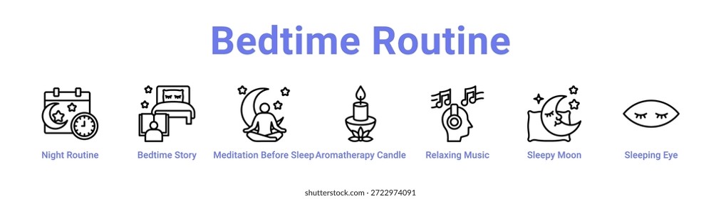 Schlafenszeit Routine Symbol Banner und Sammlung