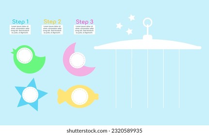 Bedtime routine for infant infographic chart design element set. Abstract vector symbols for infochart with blank copy spaces. Kit with shapes for instructional graphics. Visual data presentation