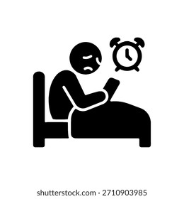 Ícone de vício em tela à noite isolado no fundo branco