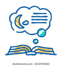 bedtime story sleep night doodle icon sketch vector. bedtime story sleep night sign. isolated symbol illustration