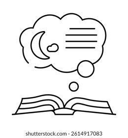 bedtime story sleep night line icon vector. bedtime story sleep night sign. isolated contour symbol black illustration