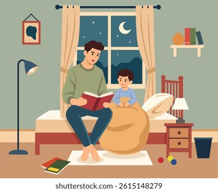 bedtime story time illustration vector