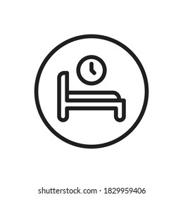 Vector de contorno de icono de Bedtime (Hora y Fecha). aislado en fondo blanco
