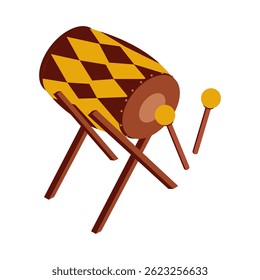 Bedug Drum Isometric. Perfect for Islamic Festive Designs.