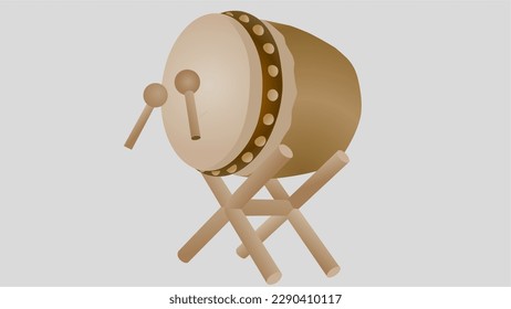 bedug drum traditional prayer call instrument in south east asia 3d icon illustration ramadan islamic theme isolated in white background